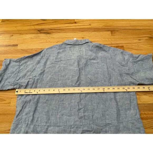 Athleta Anguilla Women's PM Blue Button-Up Linen Shirt Resortwear Coastal Travel - Picture 9 of 10